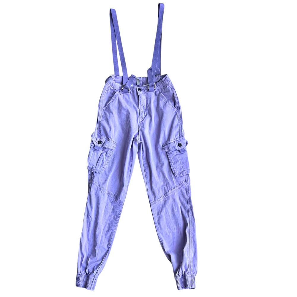 American Bazi Lavender Cargo Pants Suspenders Utility Y2K Streetwear Small
